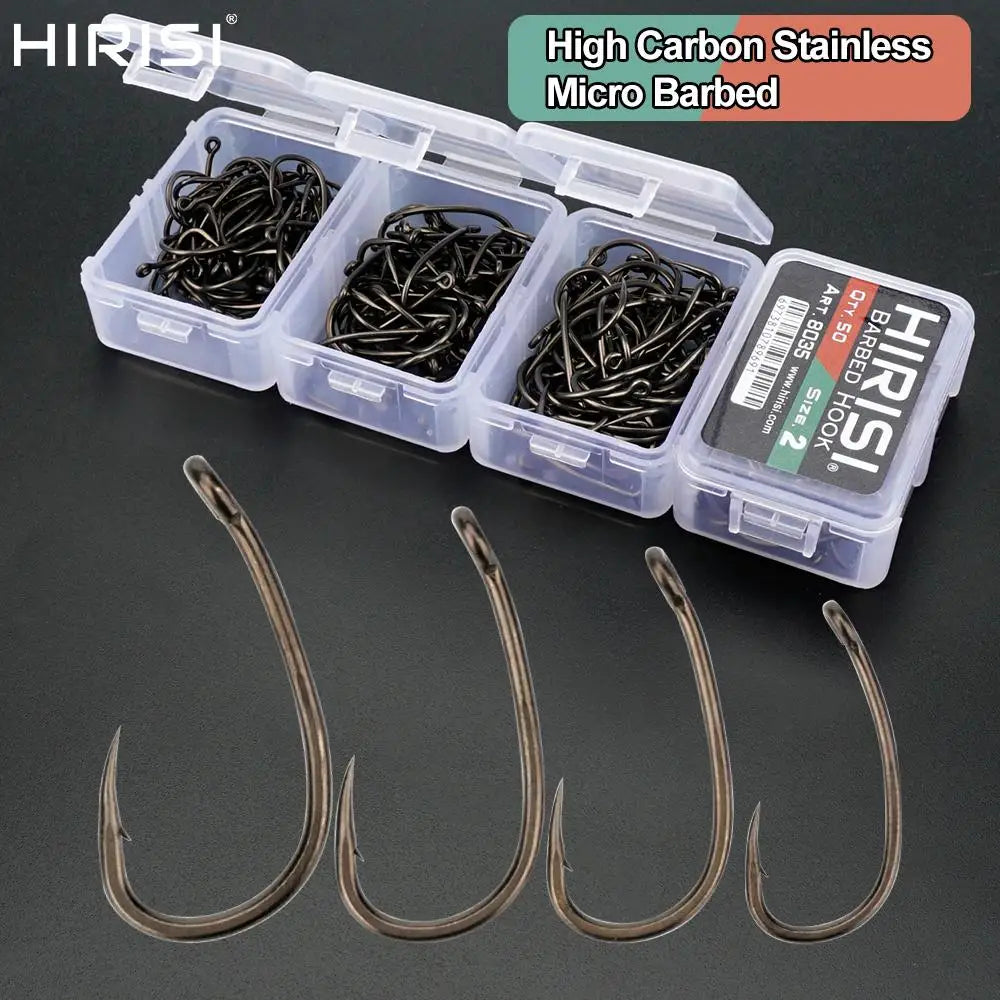 50pcs Barbed Fish Hooks Stainless Steel Fishing Hooks with Eye 8035
