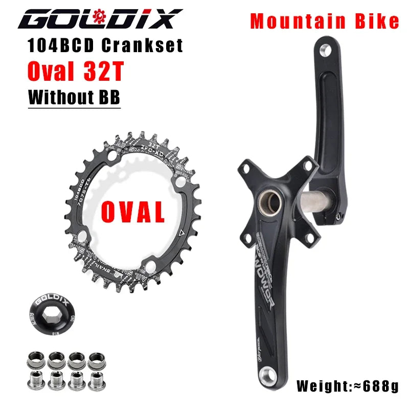 GOLDIX MTB Crankset 104BCD with Narrow Wide Chainring Round or Oval Options - EXPROTAS