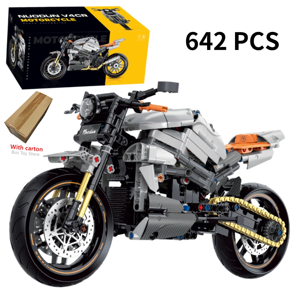 Technical Motorcycle Building Blocks Harley-Style Motorbike Racer Model Toy Gift