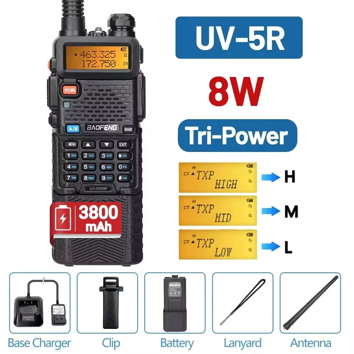 Baofeng Two Way Radio Walkie Talkie Dual Band UHF VHF 5W 8W Ham