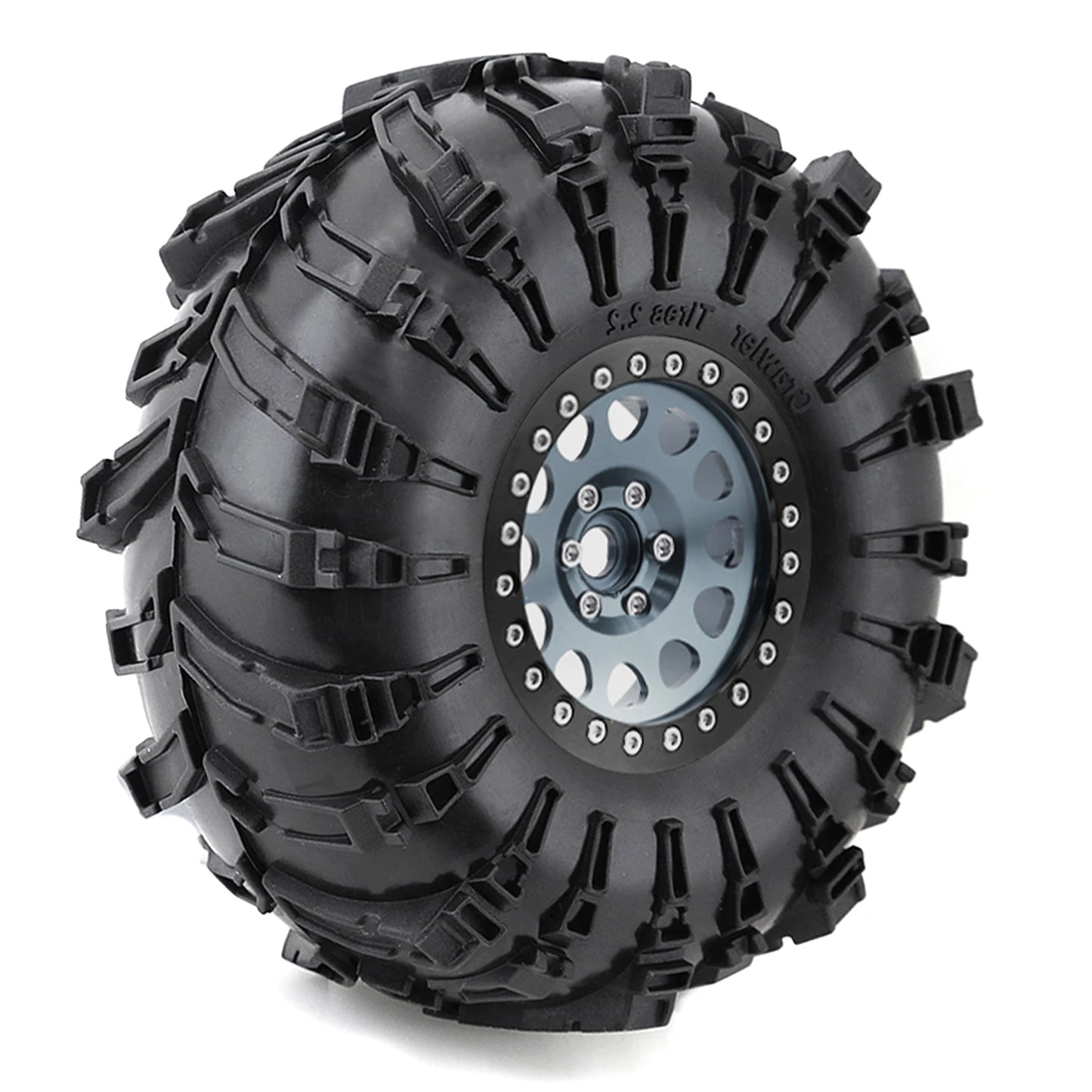 4pcs 2.2 Beadlock Wheels & Rubber Tires Set for 1/10 RC Crawler TRX4 SCX10 D90