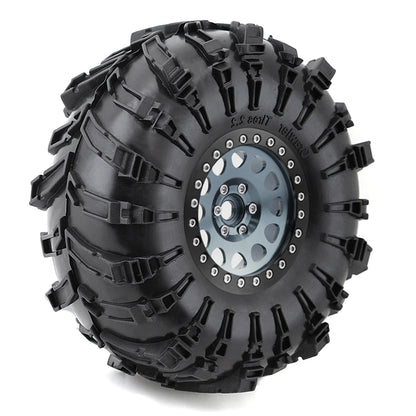 4pcs 2.2 Beadlock Wheels & Rubber Tires Set for 1/10 RC Crawler TRX4 SCX10 D90