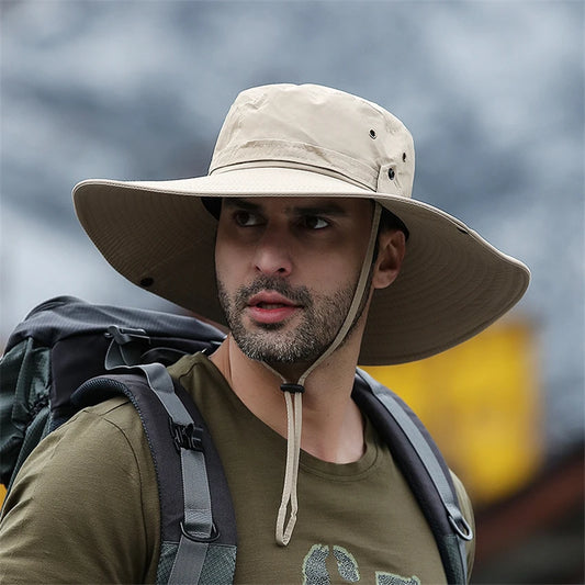 Men's Bucket Hat Mesh Wide Brim Sun Cap Fishing Hiking Outdoor Summer