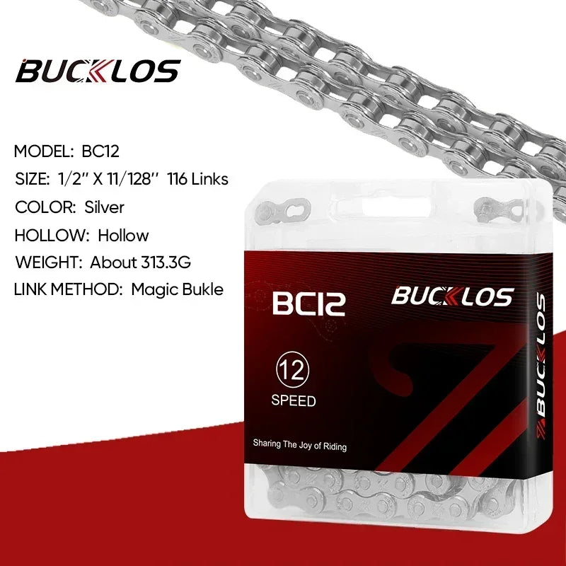 BUCKLOS 8-12 Speed Bike Chain MTB Road Bicycle Chain 116L Shimano SRAM