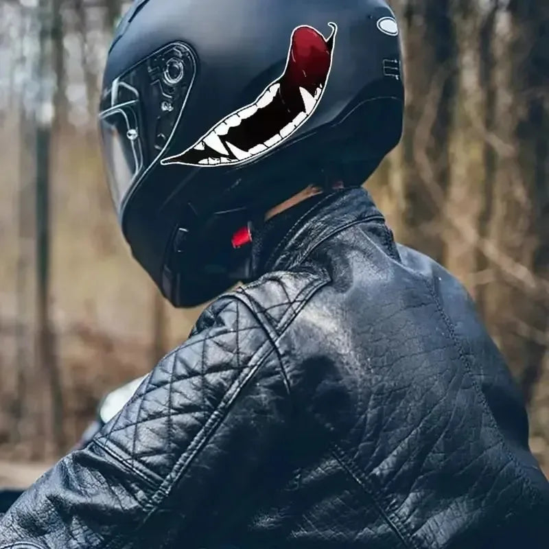 1pc Evil Teeth and Tongue Motorcycle Helmet Fuel Tank Stickers Racing Body Window Funny Decoration Universal Vinyl Decals-EXPROTAS