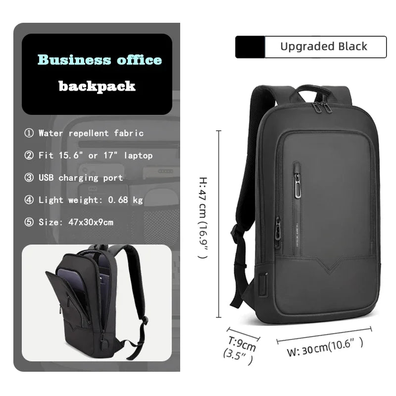 HK Slim Backpack For Men 15.6 Inch Laptop Bags Waterproof Minimalist Business Backpack With USB Charging Casual Travel Work Bag-EXPROTAS