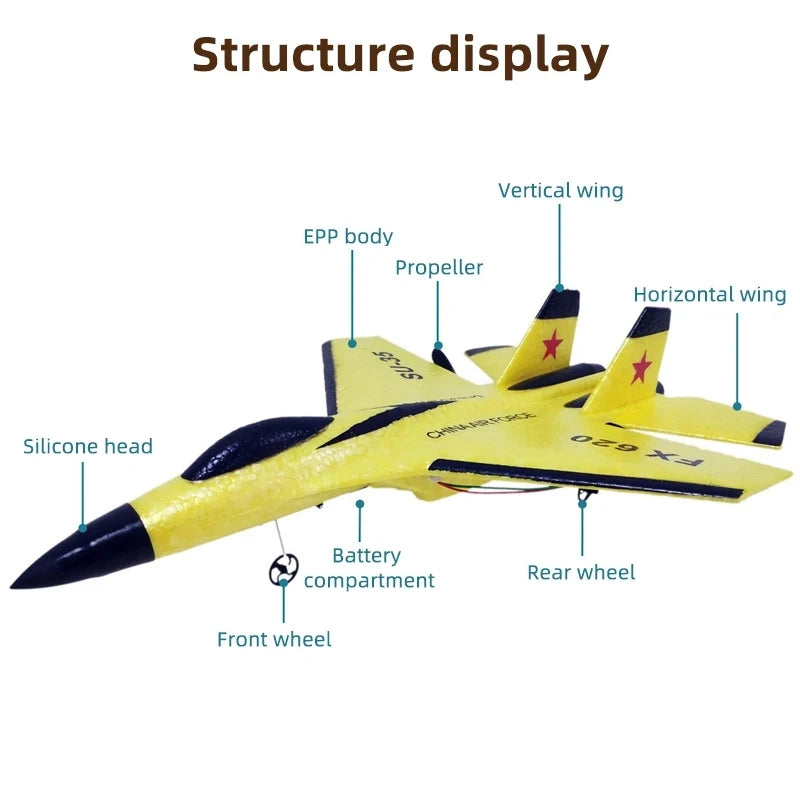 SU35 RC Plane FX620 FX820 2.4G Remote Control Flying Model Glider Airplane With LED Lights Aircraft Foam Toys For Children Gifts-EXPROTAS