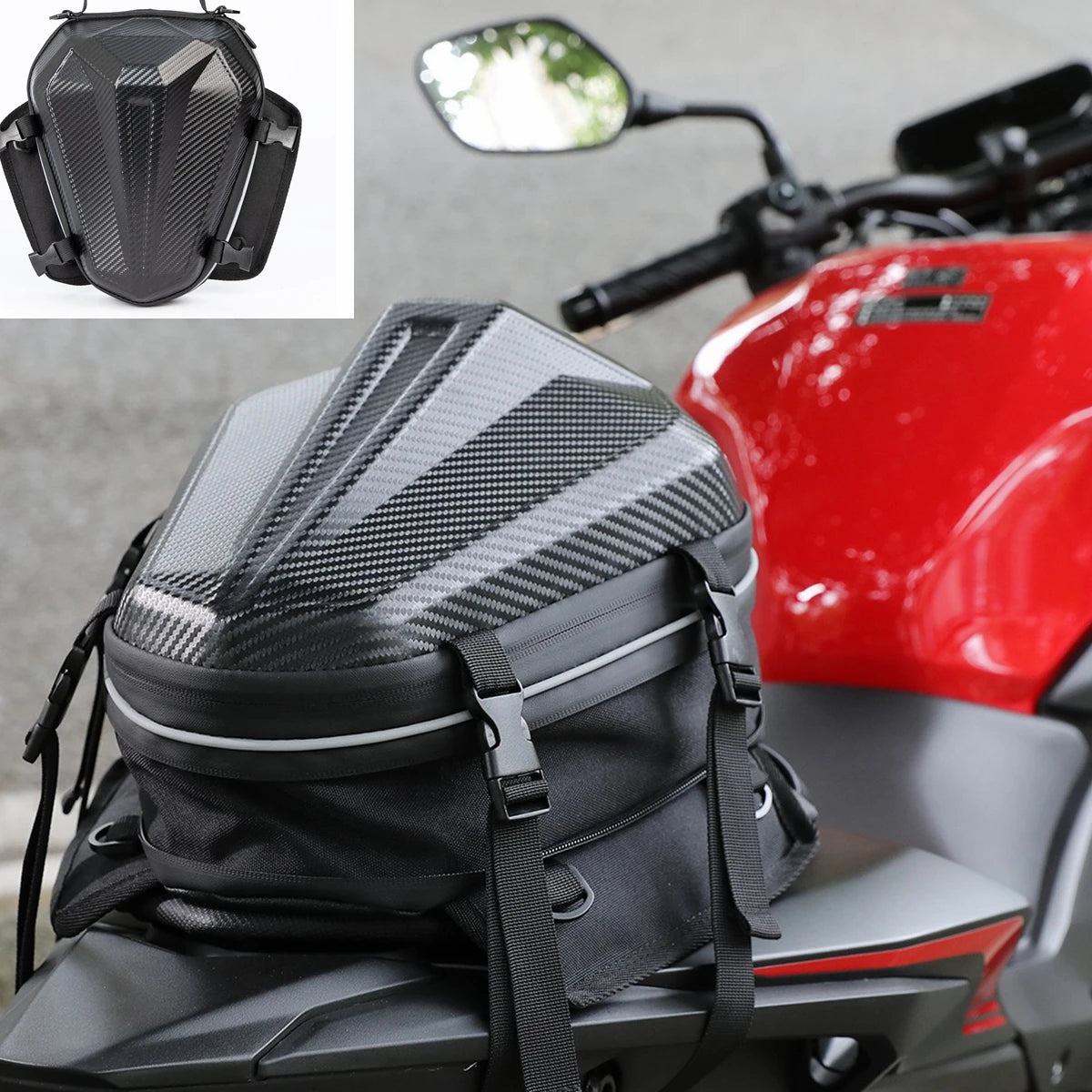 Motorcycle Tail Bag Waterproof Expandable Rear Seat Pack for Scooter