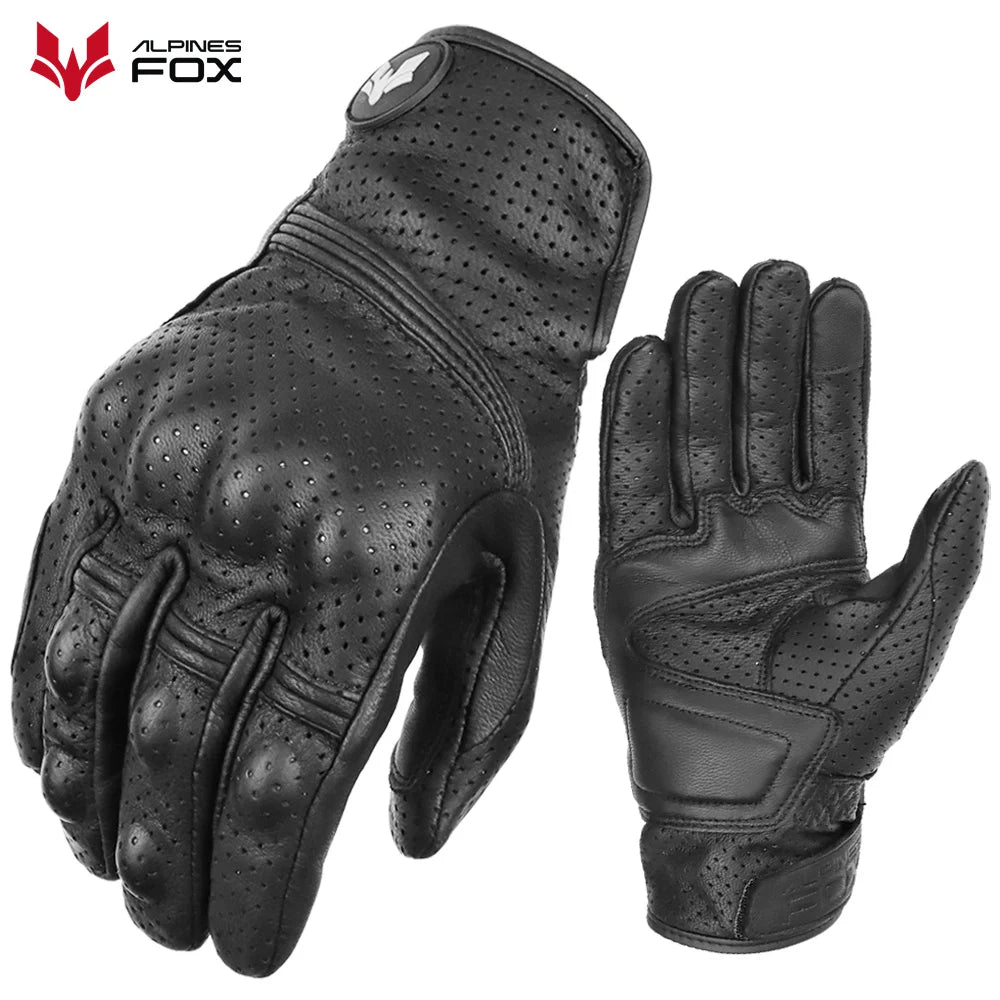 Retro Leather Motorcycle Gloves Full Finger Non-Slip Protective Riding Gloves M-2XL
