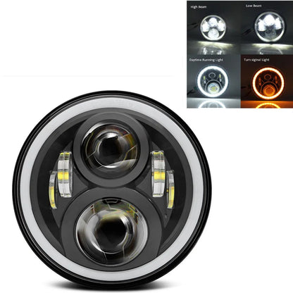7" LED Headlight w/ DRL Angel Eyes for Harley Honda Yamaha Jeep H4