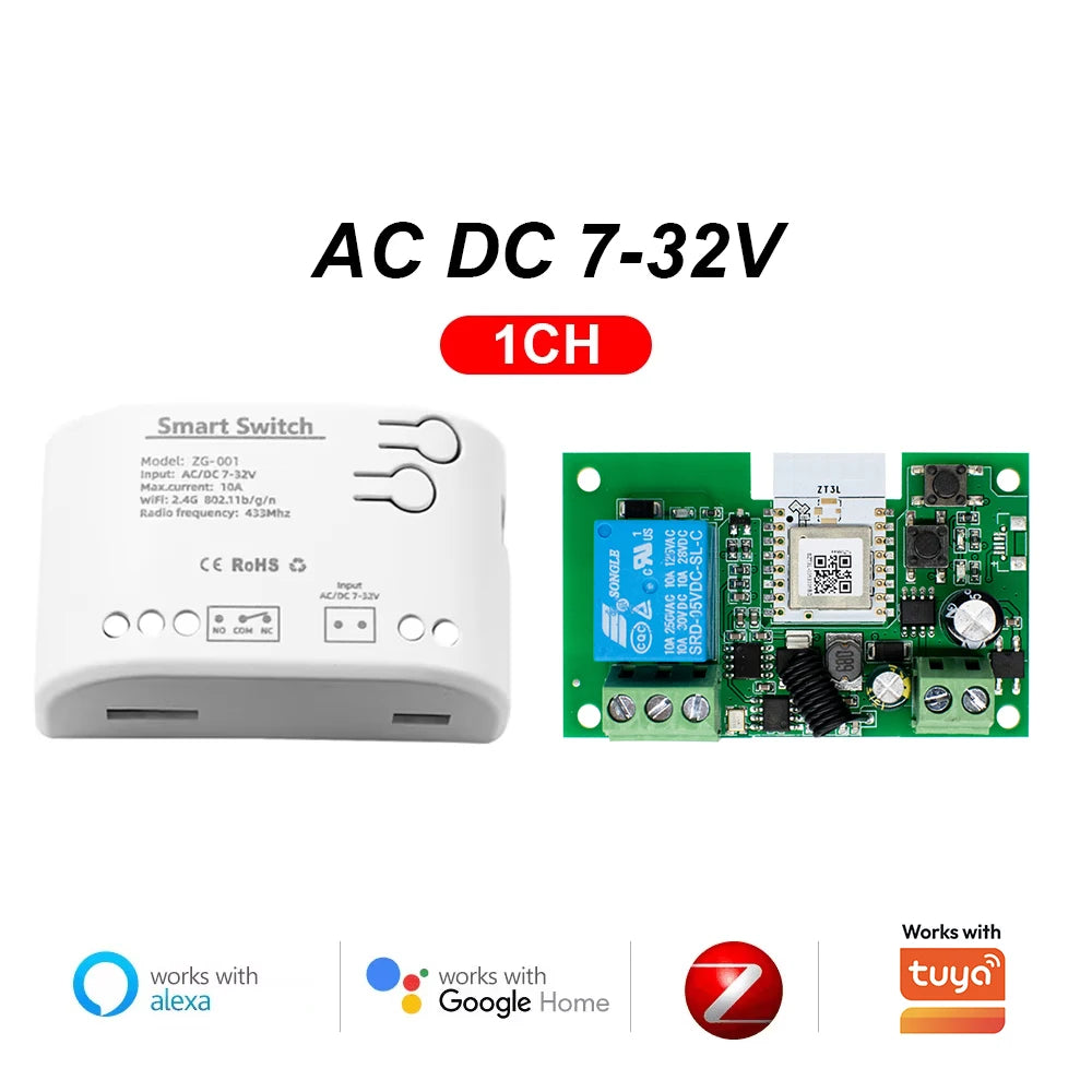 Zigbee Smart Switch Relay Module 12V 24V 4CH Control for Alexa Tuya