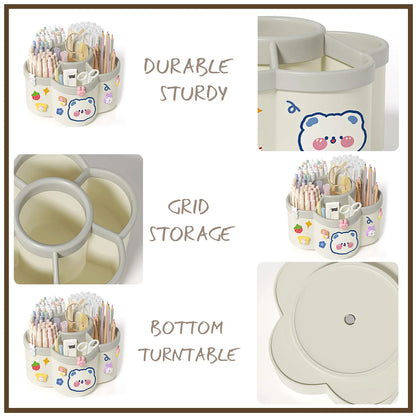 Rotating Pen Holder Large Capacity Desk Organizer Storage Box for Brushes