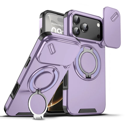 iPhone 11-17 Air Pro Max MagSafe Ring Stand Case Slide Camera Cover