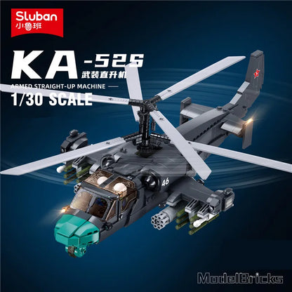 913PCS KA-52S Helicopter Gunship Model Bricks Coaxial Inversion Weapon Creative Building Blocks Educational Toys for Children-EXPROTAS