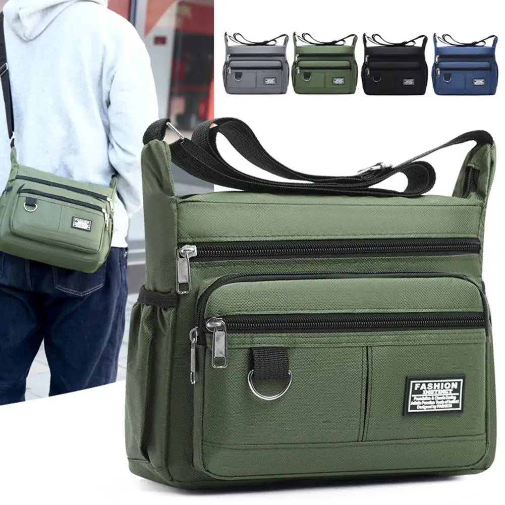 Men's Crossbody Bag Travel Sling Shoulder Handbag Multi-Pockets Storage