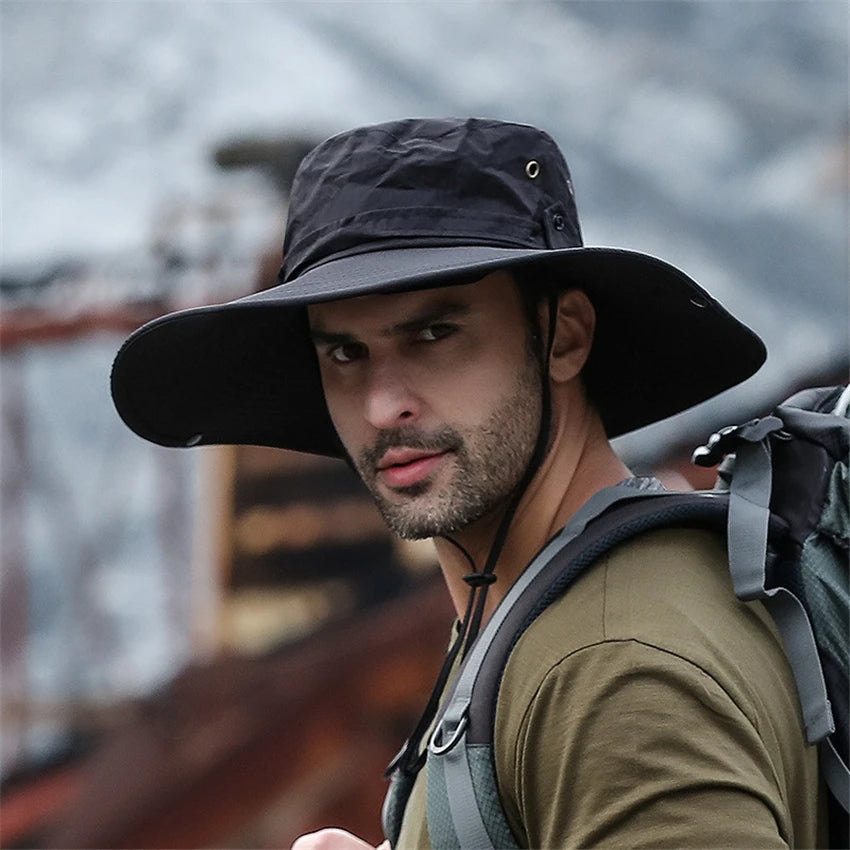Men's Bucket Hat Mesh Wide Brim Sun Cap Fishing Hiking Outdoor Summer