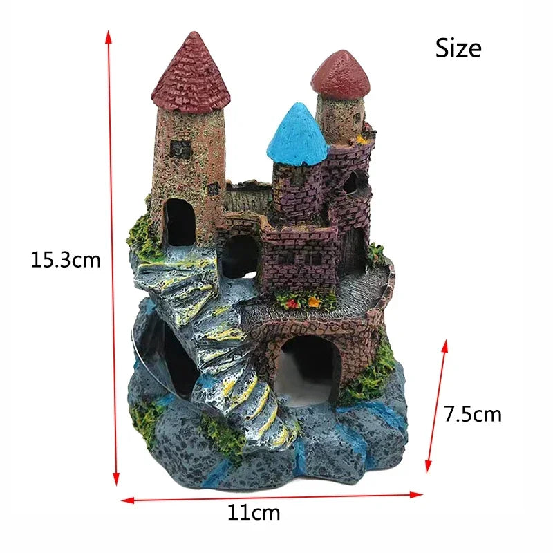 Fish Tank Castle Ornament Ancient Resin Decoration for Aquarium Landscaping