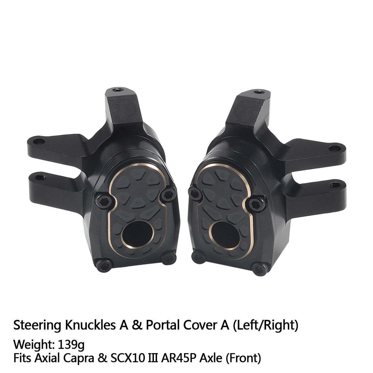 Black Brass Steering Knuckle Portal Cover Weights for Axial Capra SCX10 III