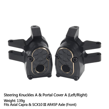 Black Brass Steering Knuckle Portal Cover Weights for Axial Capra SCX10 III