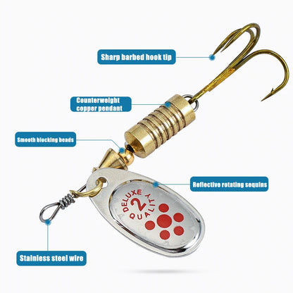 New 10PCS Spinner Spoon Metal Bait Fishing Lures with Box Sequins Crankbait Spoon Baits Bass Trout Perch Pike Rotating 6.3cm 7g