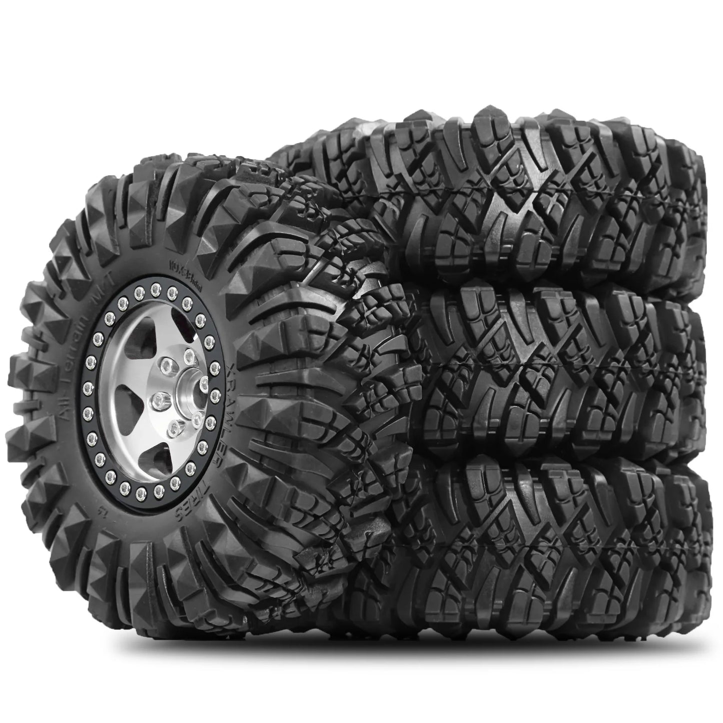 4Pcs RC Crawler Wheel Beadlock Metal Rim Tyres 1.9" for Axial TRX-4