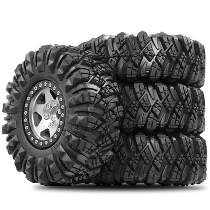 4Pcs RC Crawler Wheel Beadlock Metal Rim Tyres 1.9" for Axial TRX-4