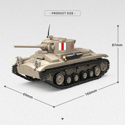 WW2 Valentine I Light Tank MKIII 1:35 Building Blocks Military Brick Model Educational Gift