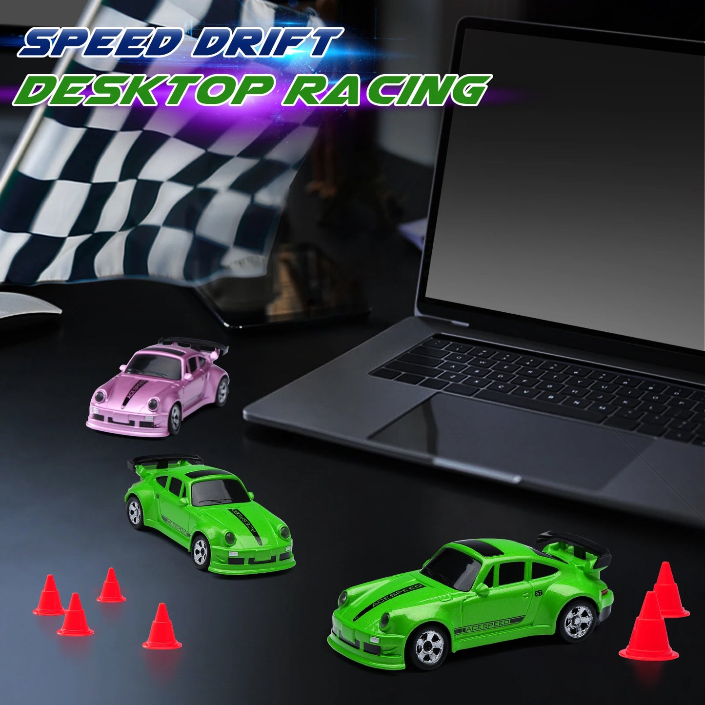 Mini Desktop RC Drift Car 1:64 4WD Remote Control Stunt Racing Toy