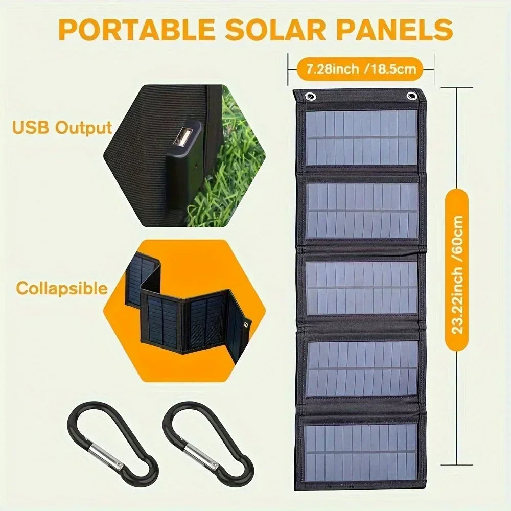 12V Phone USB Charger Solar Panel Portable Outdoor Camping Power Bank