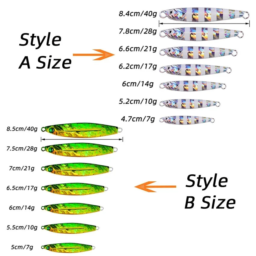 5pcs Metal Jig Fishing Lure Weights 7g-40g Trolling Hard Bait Bass Fishing Bait Tackle Trout Jigging Lure Jigs Saltwater Lures