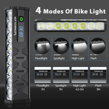 NEWBOLER Bicycle Front Headlight 10000 Lumen 10000mAh USB Rechargeable MTB