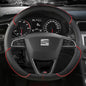 38cm Steering Wheel Cover Microfiber Leather Non-Slip Red Blue Beige Coffee