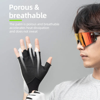 ROCKBROS Half Finger Cycling Gloves Anti-Slip Shock-Absorbing Breathable Summer Gym Gloves
