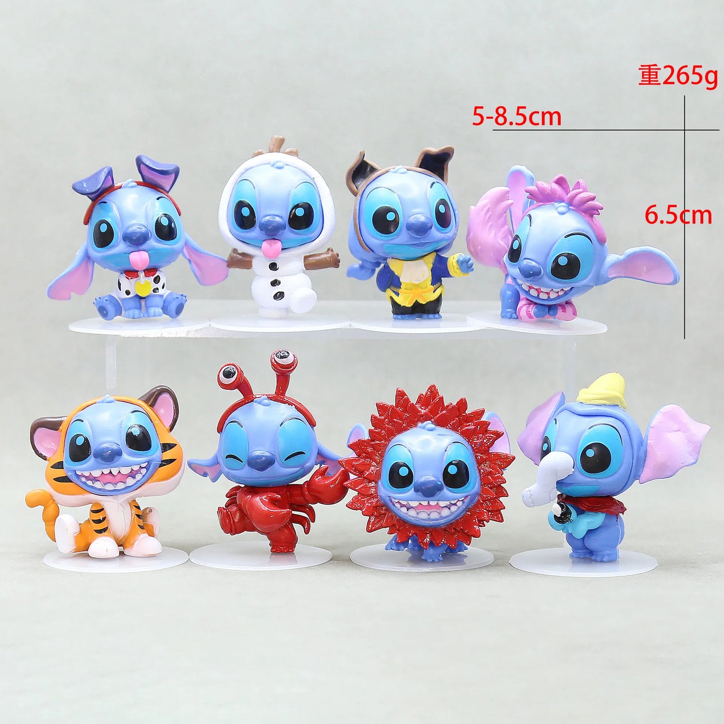 8pcs Stitch 100th Anniversary Figure Set 7.5cm Collectible Models
