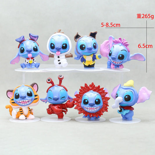 8pcs Stitch 100th Anniversary Figure Set 7.5cm Collectible Models