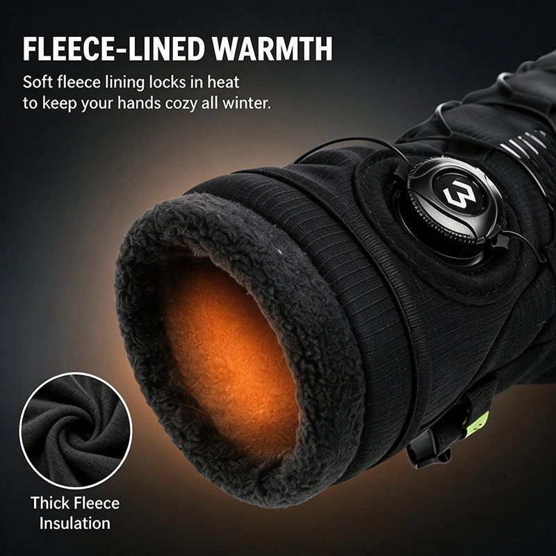 Anti-slip Motorcycle Gloves Waterproof Adjustable Fleece Lined Winter Gear