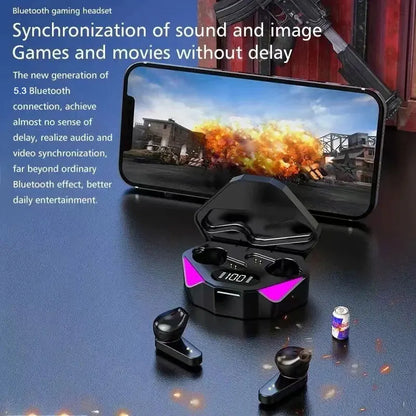 Wireless Bluetooth Headset TWS Gaming Earbuds LED Display Mic Noise Cancelling