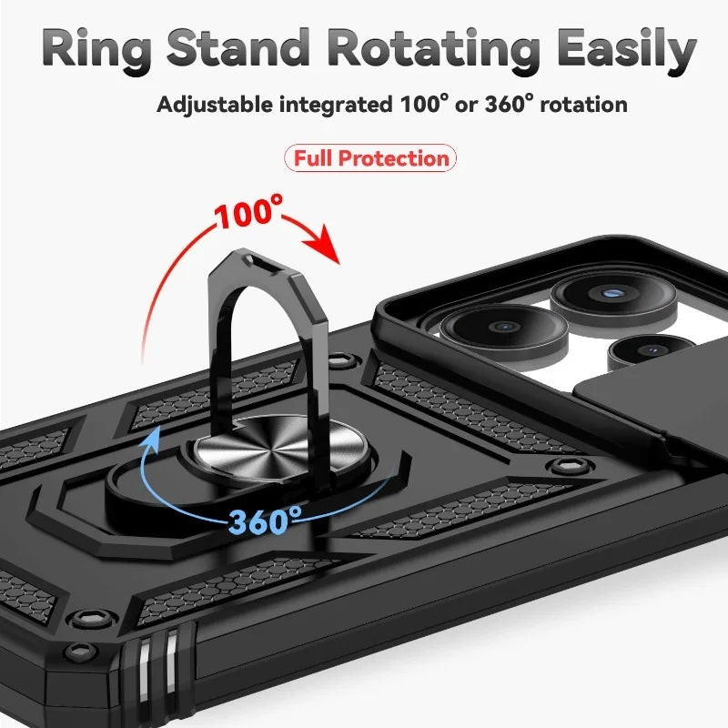 Xiaomi Redmi Note 10-14 Pro Shockproof Case Magnetic Ring Camera Cover