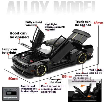 1:32 Dodge Challenger SRT Hellcat Redeye Diecast Alloy V8 Model Car