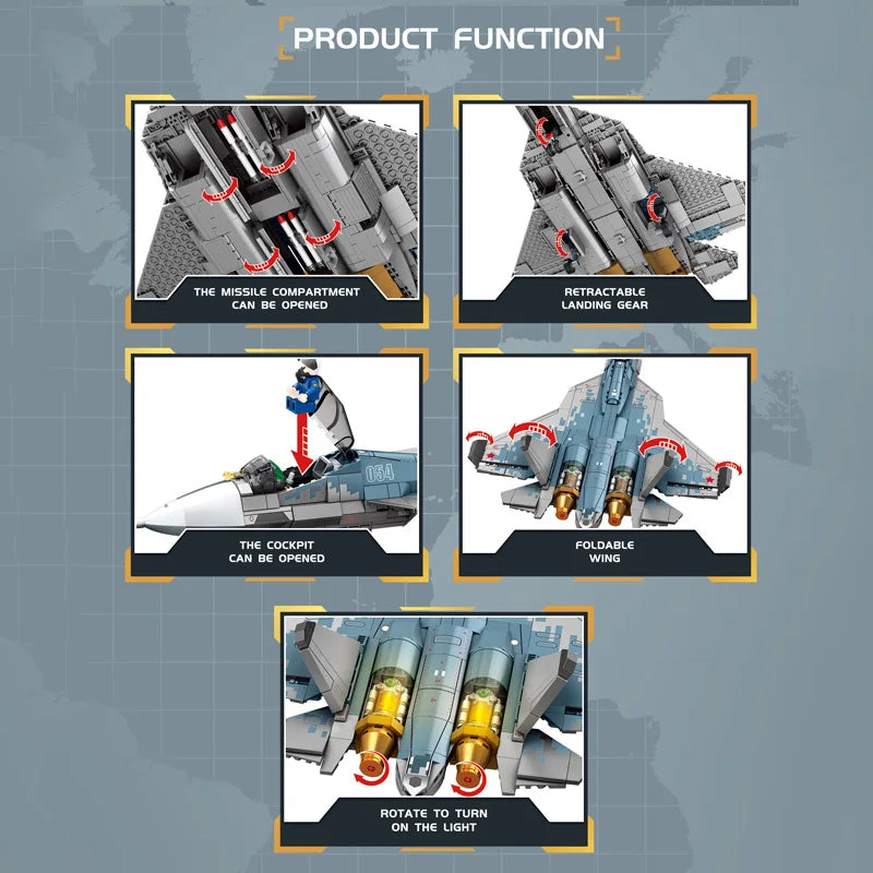 SEMBO Stealth Fighter Jet Building Blocks Military Aircraft Model Bricks Toy Gift