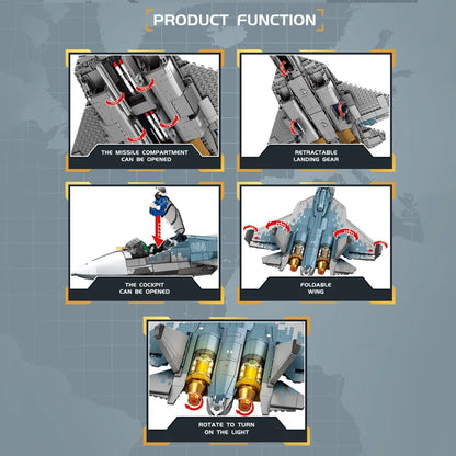 SEMBO Stealth Fighter Jet Building Blocks Military Aircraft Model Bricks Toy Gift