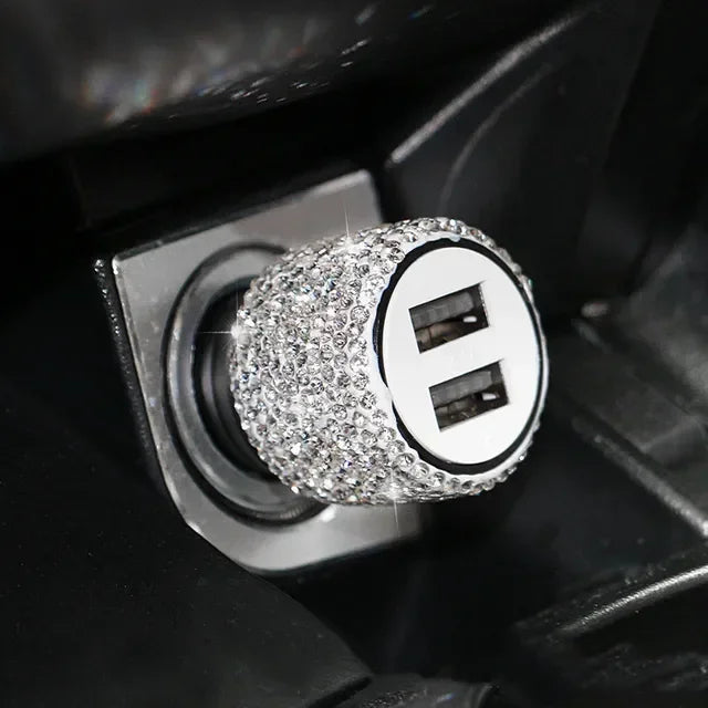 Bling Car Charger 5V 2.1A Dual Port Fast Adapter Vehicle Interior Accessory