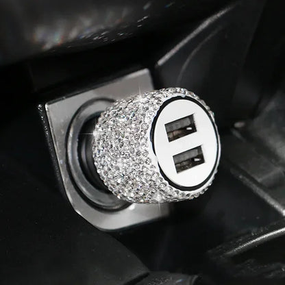 Bling Car Charger 5V 2.1A Dual Port Fast Adapter Vehicle Interior Accessory