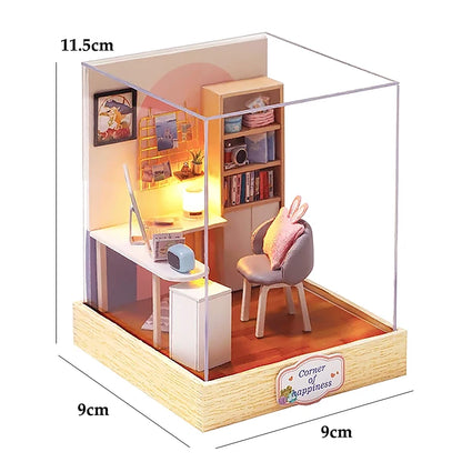 DIY Miniature Dollhouse 3D Puzzle Kit with Furniture & LED Lights Room Decor Gift - EXPROTAS