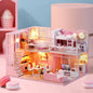 Wooden Miniature Duplex Dollhouse DIY 3D Puzzle Kit with Furniture LED Decoration Gift - EXPROTAS