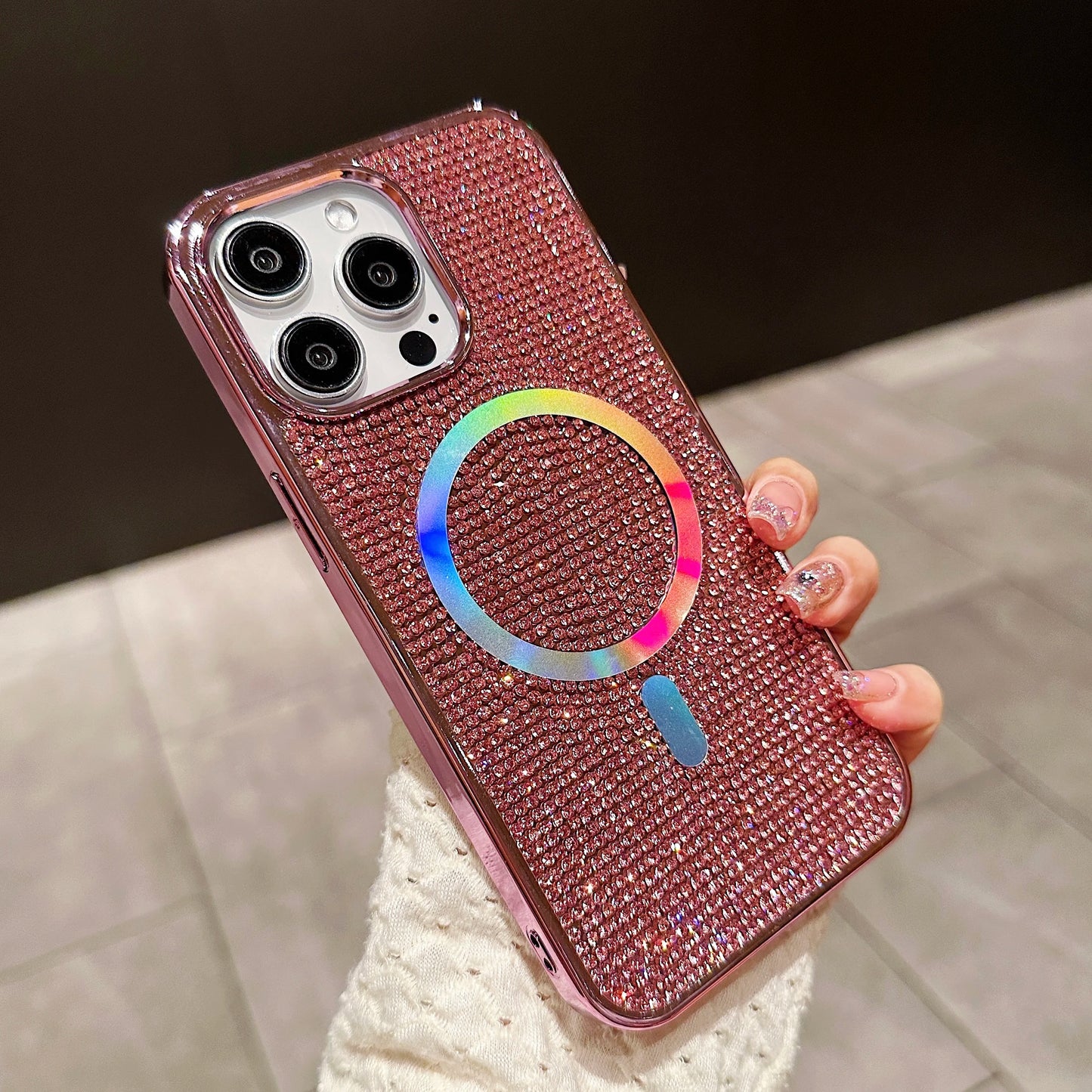Diamond MagSafe Case for iPhone 11-17 Air Pro Max Plus Electroplate Cover