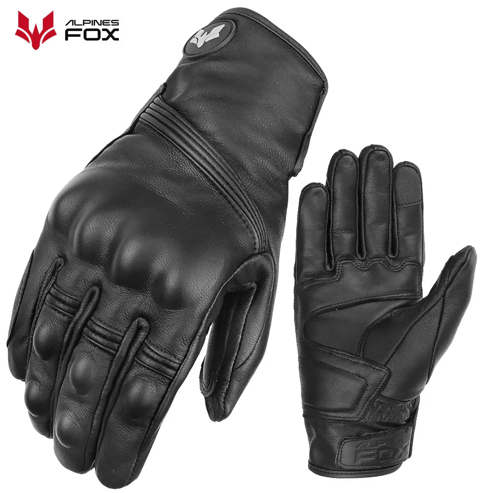 Retro Leather Motorcycle Gloves Full Finger Non-Slip Protective Riding Gloves M-2XL