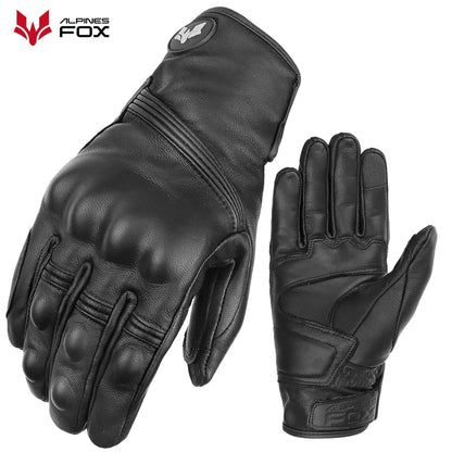 Retro Leather Motorcycle Gloves Full Finger Non-Slip Protective Riding Gloves M-2XL