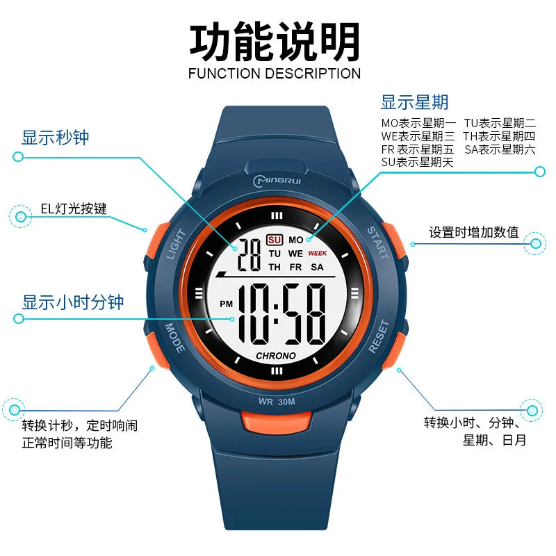 UTHAI CE49 Kids Smart Watch Luminous Waterproof Alarm Student Electronic Gift