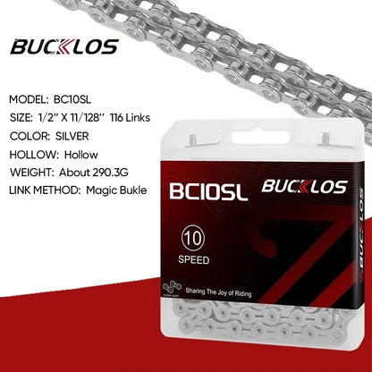 BUCKLOS 8-12 Speed Bike Chain MTB Road Bicycle Chain 116L Shimano SRAM